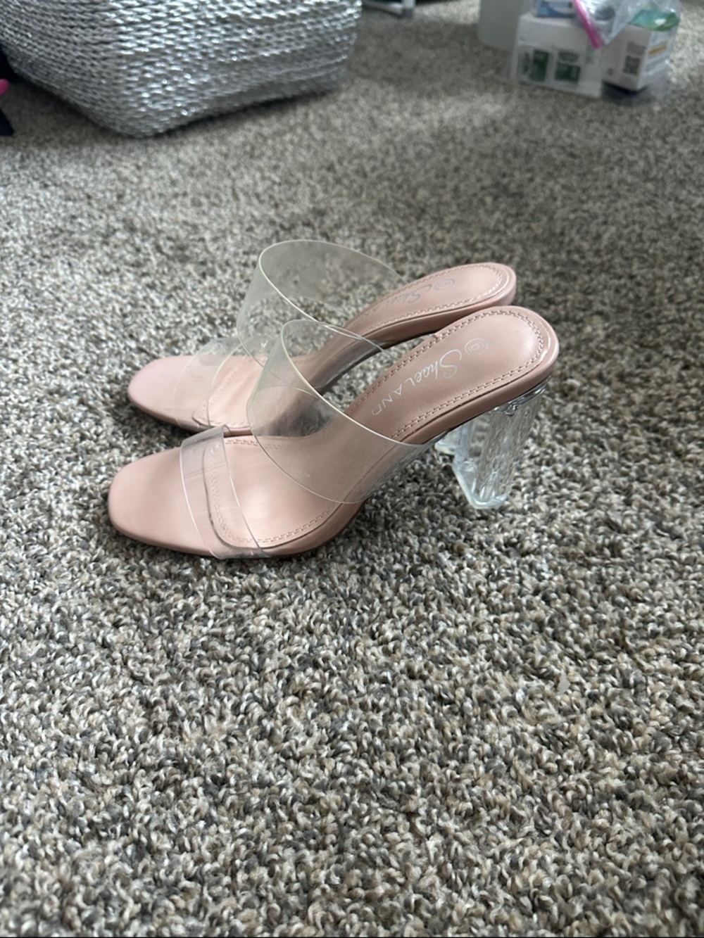 Clear Strap Block Heel Mules